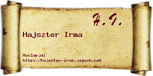 Hajszter Irma névjegykártya